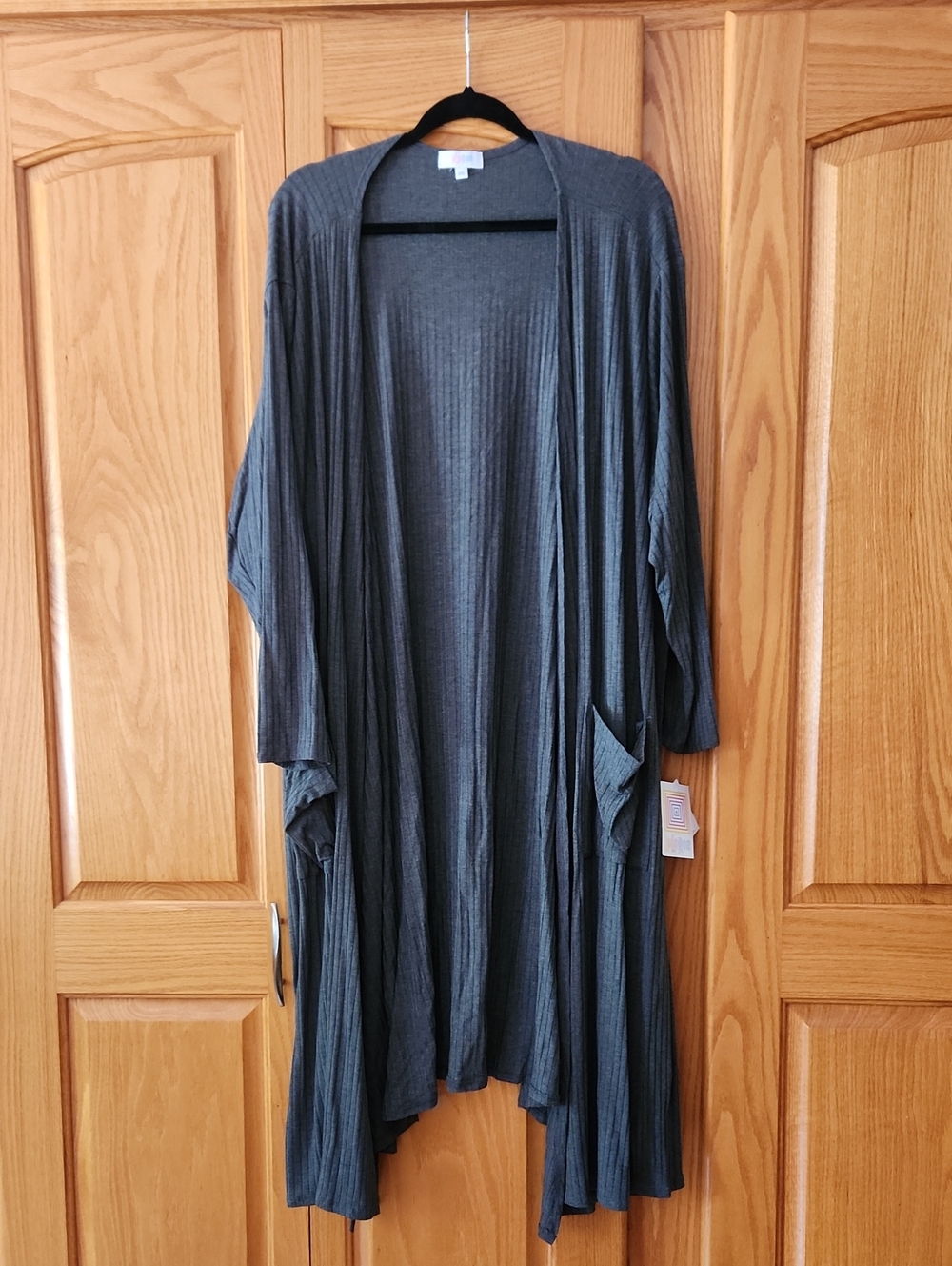 LuLaRoe Charcoal Ribbed Open Cardigan